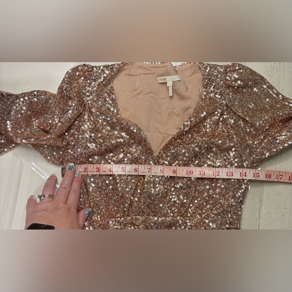 MAJE Ripaillette Sequin Mini Dress Size 34 XS Cocktail Formal Gold Plunge - Picture 4 of 9